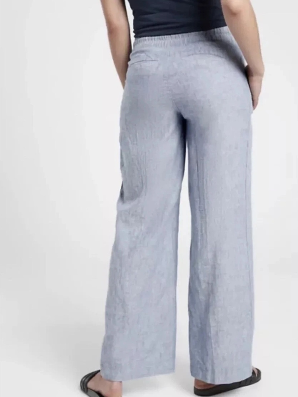 Athleta Cabo Linen Wide Leg 12 chambray pockets drawstring pants - Picture 2 of 16
